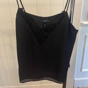 Black Aqua silk lace tank top